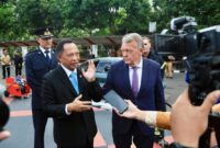 kunjungan kehormatan Menteri Luar Negeri (Menlu) Denmark Lars Løkke Rasmussen di Kantor Pusat Kemendagri, Jakarta