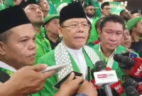 Ketua Umum PPP Muhammad Mardiono RT mberi keterangan di Jakarta, Sabtu (26/9/3025). (Antara,)