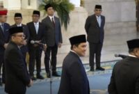 Beberapa pejabat baru saat bersiap dilantik sebagai menteri, wakil menteri, serta kepala dan wakil kepala lembaga negara di Istana Negara, Jakarta, Rabu (17/9/2025). (Jennus)