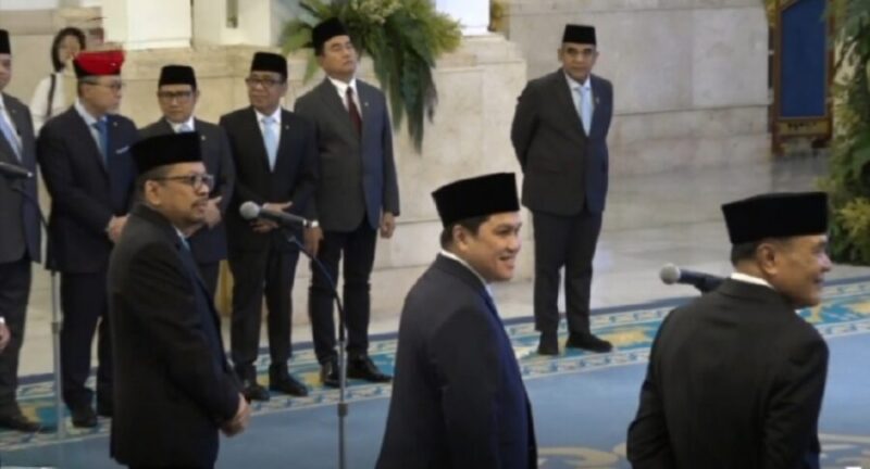 Beberapa pejabat baru saat bersiap dilantik sebagai menteri, wakil menteri, serta kepala dan wakil kepala lembaga negara di Istana Negara, Jakarta, Rabu (17/9/2025). (Jennus)
