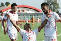 Selebrasi Yakob Sayuri setelah mencetak gol satu-satunya dalam laga Malut United kontra Bhayangkara. (Instagram @malut_united)