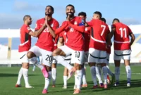 Selebrasi Mohammed Salah dan kawan-kawan setelah gol kemengan Mesir atas Djibouti. (CAPE online)