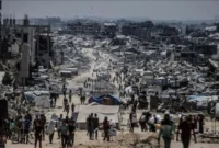 Suasana di Gaza usai penarikan pasukan Israel ke wilayah yang telah disepakati sesuai kesepakatan gencatan senjata. (Anadolu)