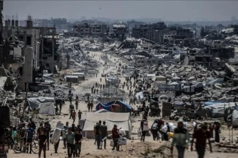 Suasana di Gaza usai penarikan pasukan Israel ke wilayah yang telah disepakati sesuai kesepakatan gencatan senjata. (Anadolu)