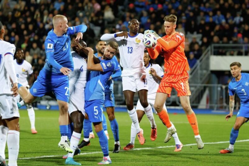Timnas Prancis ditahan imbang 2-2 oleh tuan rumah Islandia dalam laga Grup D Kualifikasi Piala Dunia 2026 zona Eropa di Stadion Laugardalsvollur, Reykjavik, Selasa (14/10/2025) dini hari WIB. (AFP Foto)