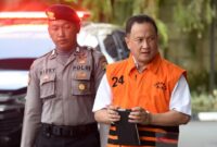 Tersangka kasus dugaan suap pengurusan perkara di Mahkamah Agung (MA), Menas Erwin Djohansyah (kanan) berjalan menuju ruang pemeriksaan di Gedung Merah Putih KPK, Jakarta, Selasa (14/10/2025). (Antara Foto)