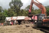 Pencarian korban menggunakan alat berat hingga helikopter. (Suara.com)