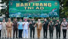 Wakil Gubernur Lampung Jihan Nurlela dan berbagai unsur Forkopimda menghadiri Upacara Peringatan Hari Juang Kartika TNI Angkatan Darat (AD) Tahun 2025 yang digelar di Lapangan Saburai, Bandar Lampung, Senin (15/12/2025).