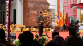 Menteri Agama Nasaruddin Umar memberi arahan di depan civitas akademika STABN Raden Wijaya di Wonogiri, Sabtu (10/1/2026). (Jennus)