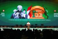 Menag Nasaruddin Umar saat memberikan Khutbah Syuriah pada peringatan Hari Lahir (Harlah) 100 Tahun Masehi Nahdhatul Ulama (NU) di Istora GBK Jakarta. (Humas Kemenag)