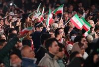 Unjuk rasa menentang intervensi AS atas Iran. (Anadolu)