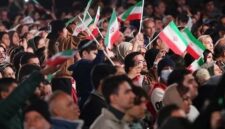 Unjuk rasa menentang intervensi AS atas Iran. (Anadolu)