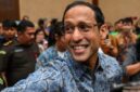 Mendilbudristek 2019-2024 Nadiem Makarim sesaat  sebelum duduk sebagai terdakwa dalam sidang. (Jennus)