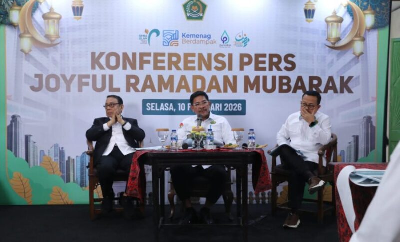 Konferensi pers Kementerian Agama meluncurkan program Joyful Ramadan Mubarak 1447 Hijriah/2026 Masehi. (Humas Kemenag)