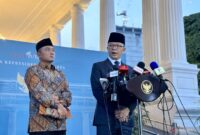 Menteri Luar Negeri Sugiono memberi keterangan kepada wartawan di Istana Negara, Selasa (3/2/2026). (Setneg)