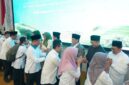 Menteri Agama Nasaruddin Umar halal bihalal dengan jajaran pimpinan dan ASN Kemenag. (Humas Kemenag)