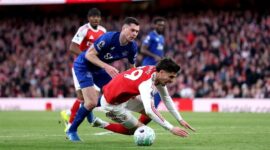 Arsenal meraih kemenangan penting 2-0 atas Everton dalam lanjutan Premier League di Emirates Stadium, Minggu (15/3/2026) dini hari WIB. (Getty Images/Justin Setterfield)