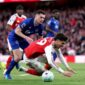 Arsenal meraih kemenangan penting 2-0 atas Everton dalam lanjutan Premier League di Emirates Stadium, Minggu (15/3/2026) dini hari WIB. (Getty Images/Justin Setterfield)