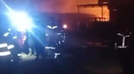 Kebakaran Stasiun Pengisian Bulk Elpiji (SPBE) di kawasan Cimuning, Mustikajaya, Kota Bekasi. (Jennus)