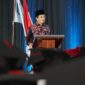 Menteri Agama Nasaruddin Umar menyampaikan sambutan pada Wisuda Nasional Guru Ngaji Alquran di Masjid Istiqlal, Jakarta, Sabtu (2/5/2026). (Humas Kemenag)
