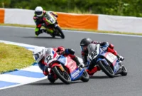 Pebalap Indonesia Muhammad Kiandra Ramadhipa lolos enam besar di Sirkuit Le Mans, Minggu (10/5/2026). (MotoGP)