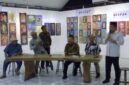 SAMBUTAN-Irjend Pol Dr Susilo Teguh Raharjo, M.Si saat sambutan di acara Pameran dihadapan Komjend Pol Prof Dr Cryshnanda DL dan beberapa Seniman senior Jakarta. (Foto Ist).