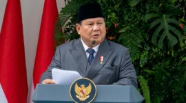 Presiden Prabowo Subianto saat menyampaikan pidato pada Upacara Peringatan Hari Lahir Pancasila di Gedung Pancasila, Jakarta, Senin (1/6/2026). (KM)