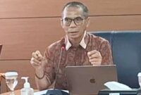 Ketua Komisi Digital dan Sustainability Dewan Pers Dahlan Dahi dala konfetensi pers di Jakarta, Senin (15/6/2026). (Jennus)