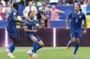 Ousmane Dembele merayakan golnya dalam laga Grup I putaran final Piala Dunia FIFA 2026 antara Prancis dan Irak di Stadion Philadelphia, Pennsylvania, Amerika Serikat, 22 Juni 2026. (Abdullah Abdas/Anadolu Agency)