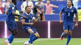 Ousmane Dembele merayakan golnya dalam laga Grup I putaran final Piala Dunia FIFA 2026 antara Prancis dan Irak di Stadion Philadelphia, Pennsylvania, Amerika Serikat, 22 Juni 2026. (Abdullah Abdas/Anadolu Agency)