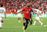Mohamed Salah berselebrasi usai Mesir menaklukkan Selandia Baru 3-1 pada laga Grup G Piala Dunia 2026 di Stadion BC Place, Vancouver, Kanada, Senin (22/6/2026). (Getty images)