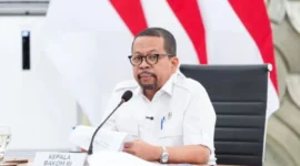 Kepala Badan Komunikasi Pemerintah Muhammad Qodari dalam konferensi pers. (Bakom)