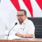 Kepala Badan Komunikasi Pemerintah Muhammad Qodari dalam konferensi pers. (Bakom)