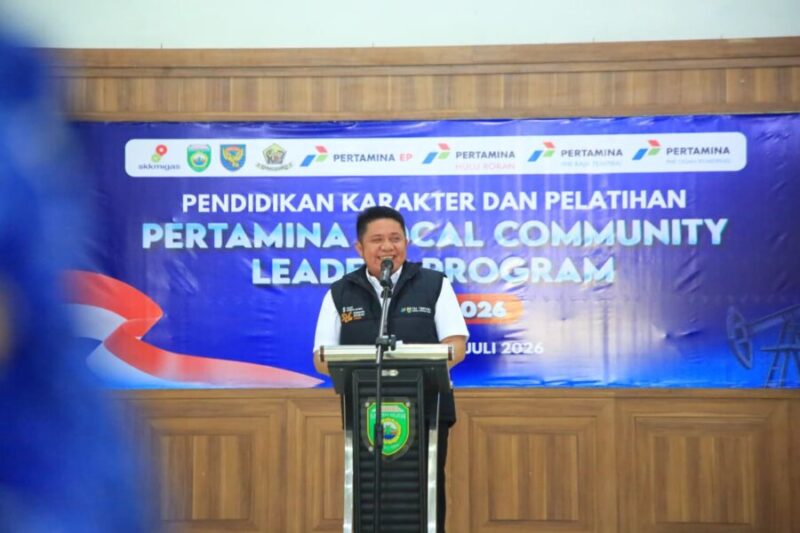 Gubernur Sumatera Selatan memberikan sambutan pembukaan Pendidikan Karakter dan Pelatihan Pertamina Local Community Leaders Program (PLCLP) 2026