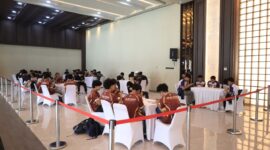 Pertandingan Turnamen Mobile Legends Kapolda Banten Cup 2026 berlangsung di Aula Gawe Kuta Baluwarti, Polda Banten, Sabtu (4/7/2026)