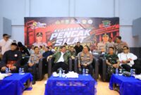 H. Herman Deru bersama Polda Sumsel dan unsur Forkopimda menyaksikan pembukaan Kejuaraan Pencak Silat Kapolda Cup II 2026 di GOR Dempo, Jakabaring