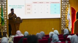 Kepala Sub-Direktorat Kepemimpinan dan Kaderisasi UMY menyampaikan rincian data residen Unires UMY yang lulus program pembinaan

