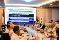 Suasana Rapat Evaluasi Retribusi Daerah Semester I Tahun 2026 di Ruang Rapat Sakai Sambayan, Kantor Gubernur Lampung, Rabu (22/7/2026)