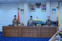 Gubernur Lampung, Menteri PPN/Kepala Bappenas RI, dan jajaran mengikuti pertemuan di Ruang Rapat Utama Kantor Gubernur Lampung, Jumat (24/7/2026)