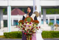 Foto sambutan Direktur Direktorat Riset dan Pengabdian UMY dalam penerjunan KKN UMY semester genap Tahun Akademik 2025/2026