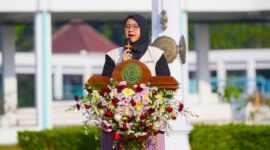 Foto sambutan Direktur Direktorat Riset dan Pengabdian UMY dalam penerjunan KKN UMY semester genap Tahun Akademik 2025/2026
