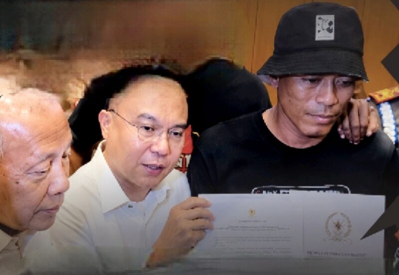 Wakil Ketua DPR RI Sufmi Dasco Ahmad menunjukkan surat komitmen untuk menyelesaikan RUU Perampasan Aset paling lambat 15 Desember 2026 yang sudah ditandatanganinya kepada pendemo. (Jennus)