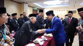 Menteri Agama Nasaruddin Umar saat melantik tujuh Dewan Pengawas dan 155 Dewan Hakim MTQ Nasional XXXI Tahun 2026 di Semarang, Jawa Tengah, Sabtu (12/9/2026). (Humas Kemenag)