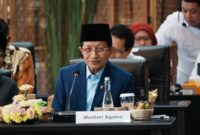 Menteri Agama Nasaruddin Umar Nasaruddin berbicara dalam Rapat Tingkat Menteri tentang Perluasan Perlindungan Sosial dan Rencana Implementasi 2027 di Jakarta, Rabu (30/9/2026). (Humas Kemenag)