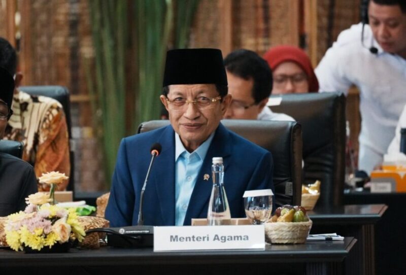 Menteri Agama Nasaruddin Umar Nasaruddin berbicara dalam Rapat Tingkat Menteri tentang Perluasan Perlindungan Sosial dan Rencana Implementasi 2027 di Jakarta, Rabu (30/9/2026). (Humas Kemenag)