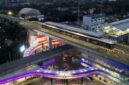 Foto udara jembatan layang (skybridge) penghubung Stasiun MRT Asean dan Halte Transjakarta CSW di Jakarta, Rabu (11/8/2021). (Jennus/Ant)