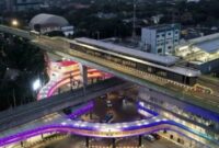 Foto udara jembatan layang (skybridge) penghubung Stasiun MRT Asean dan Halte Transjakarta CSW di Jakarta, Rabu (11/8/2021). (Jennus/Ant)