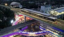 Foto udara jembatan layang (skybridge) penghubung Stasiun MRT Asean dan Halte Transjakarta CSW di Jakarta, Rabu (11/8/2021). (Jennus/Ant)
