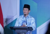 Menteri Agama Nasaruddin Umar saat bicara dalam peluncuran Indeks Integritas Pendidikan 2026 di Gedung Merah Putih Komisi Pemberantasan Korupsi (KPK), Jakarta, Selasa (6/10/2026). (Humas Kemenag)