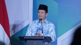 Menteri Agama Nasaruddin Umar saat bicara dalam peluncuran Indeks Integritas Pendidikan 2026 di Gedung Merah Putih Komisi Pemberantasan Korupsi (KPK), Jakarta, Selasa (6/10/2026). (Humas Kemenag)